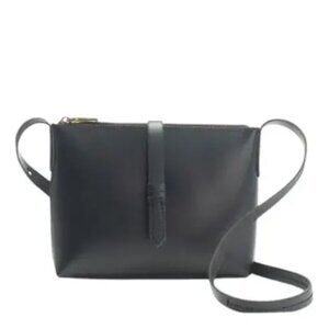 J. Crew Parker Smooth Leather Minimalist Crossbody Bag - Black